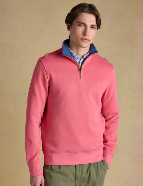 Joules Pure Cotton Quarter Zip Sweatshirt Pink