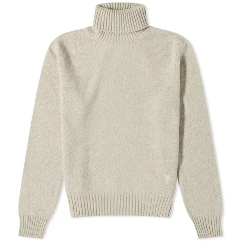 Tonal Heart Cashmere Roll Neck Knit