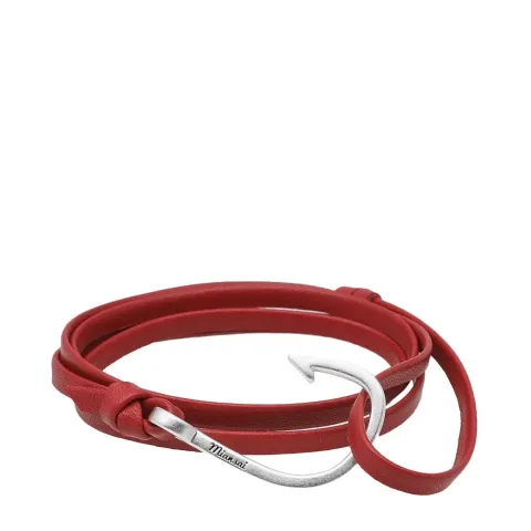 Silver Hook Leather Bracelet
