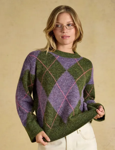 Joules Crew Neck Argyle Jumper Multi