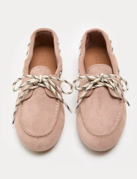 Marks & Spencer Suede Contrast Slip On Flat Boat Shoes Pink