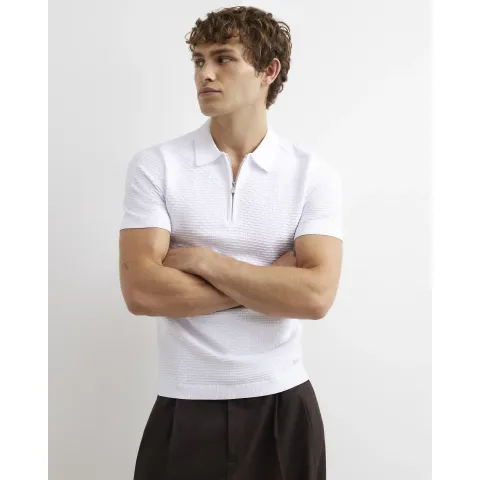 River Island Muscle Fit Hexogen Textured Polo Shirt