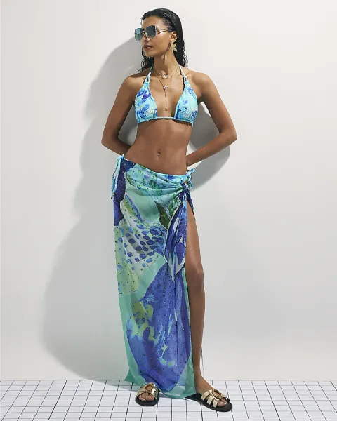 River Island Orchid Print Maxi Beach Sarong
