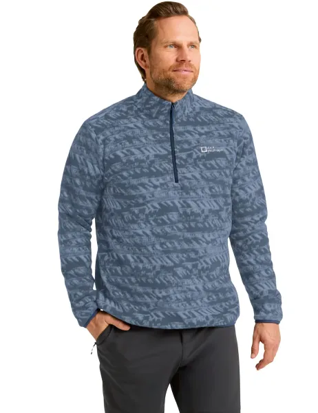 Jack Wolfskin Big Sky Printed Funnel Neck Half Zip Fleece Blue Mix