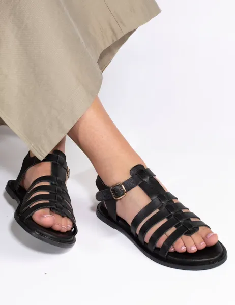Jones Bootmaker Leather Buckle Flat Gladiator Sandals