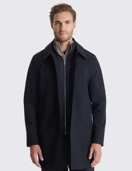 Moss Lightly Padded Raincoat with Insert Navy