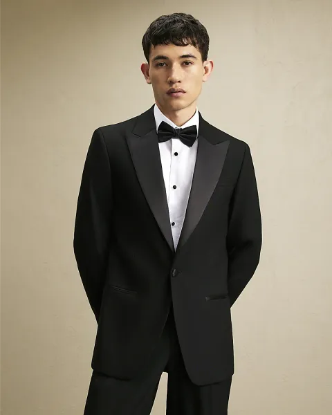 River Island Slim Fit Stretch Tuxedo Suit Jacket