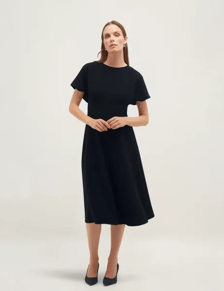 Hobbs Midi Waisted Skater Dress Dark Navy
