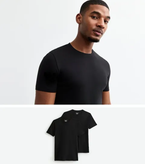 Men's 2 Pack Black Muscle Fit T-Shirts