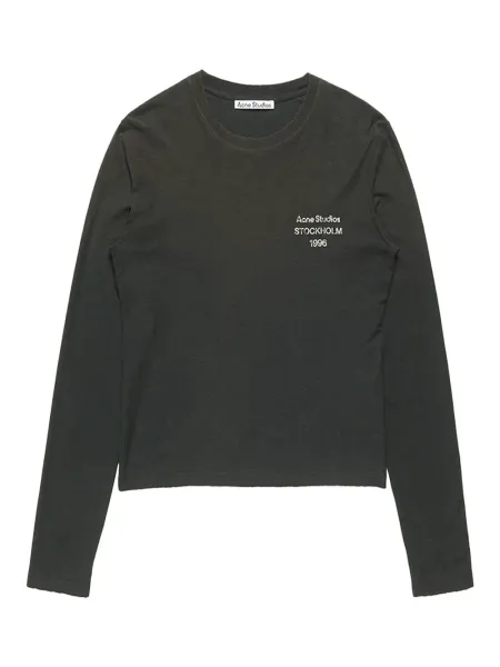 Women Distressed Logo T-Shirt Faded Black