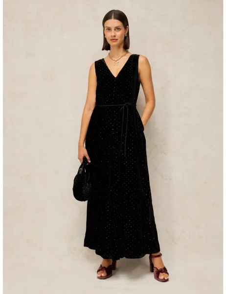 White Stuff Poppy Velvet Short Sleeve Jumpsuit