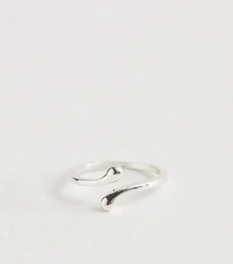 Silver Tone Skinny Teardrop Wrap Ring
