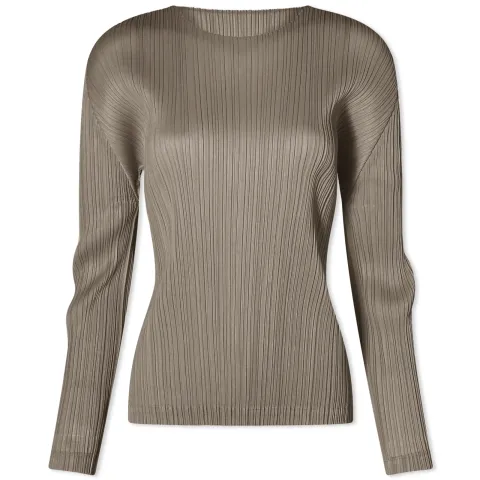 Long Sleeve Pleats Crew Top
