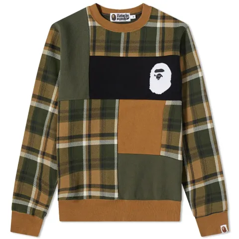 Bape Check Ape Head Crew Sweat