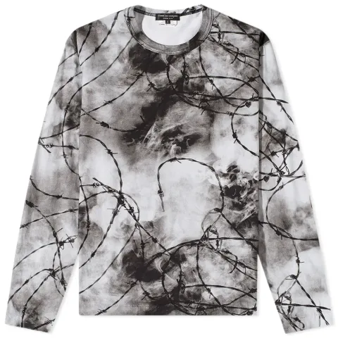 Long Sleeve Barbed Wire Print T