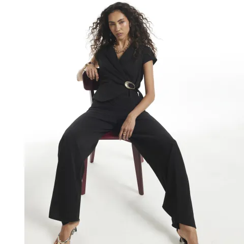 River Island Black Buckle Jumpsuit