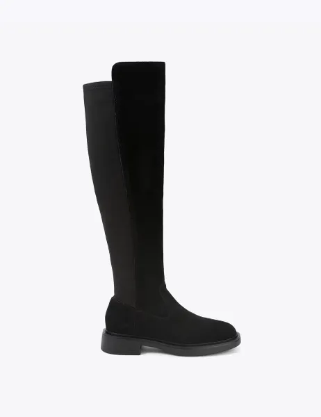 Carvela Regular Fit Suede Zip Up Knee High Boots Black