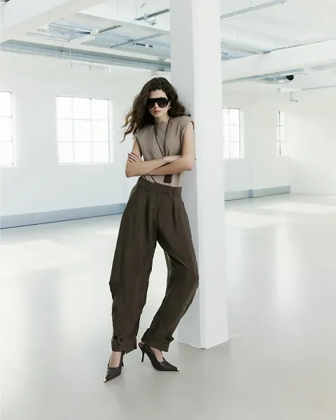 River Island Ri Studio Drapey Barrel Trousers