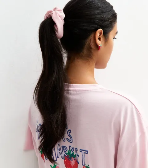 Pink Satin Scrunchie