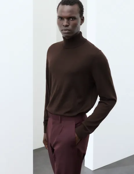 Autograph Pure Extra Fine Merino Wool Roll Neck Jumper Bitter Chocolate