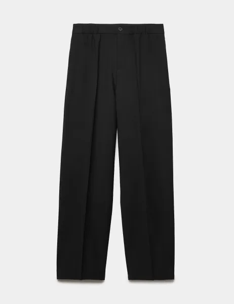 Autograph Relaxed Fit Wool Blend Stretch Trousers Black