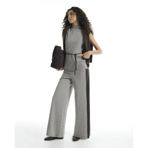 River Island Abstract Wide Leg Jacquard Trousers