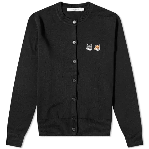 Double Fox Head Patch R-Neck Cardigan