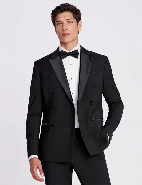 Moss Slim Fit Double Breasted Tuxedo Jacket Black