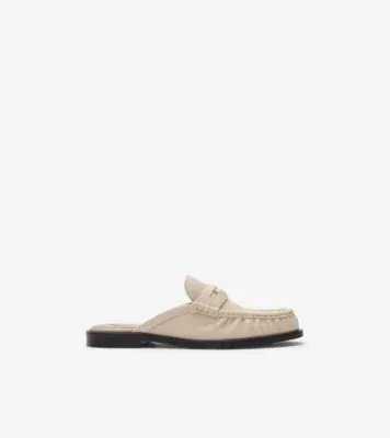 Leather Cadet Mules in Nutmeg beige