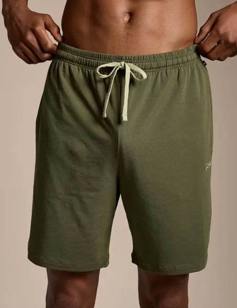 Boss Elasticated Waist Jersey Shorts Khaki