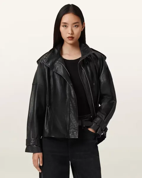 Serne Relaxed Fit Leather Jacket