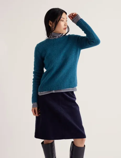 Seasalt Cornwall Merino Wool Rich Textured Crew Neck Jumper Dark Blue