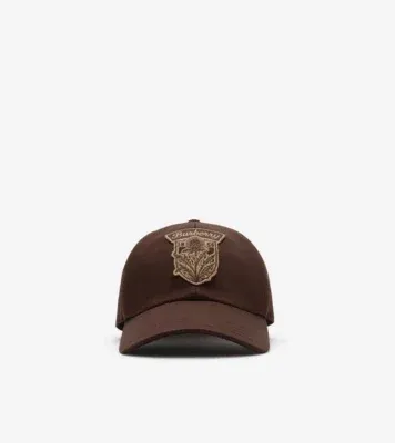 Thistle Shield Gabardine Baseball Cap in Treacle brown