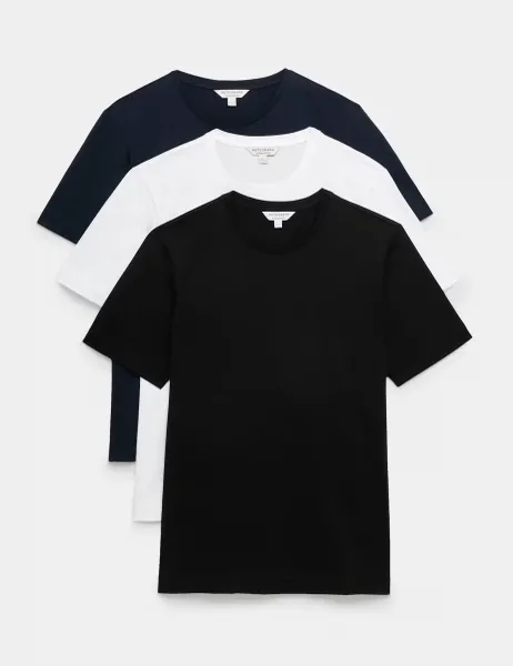 Autograph 3 Pack Pure Supima Cotton T-Shirts Navy Mix