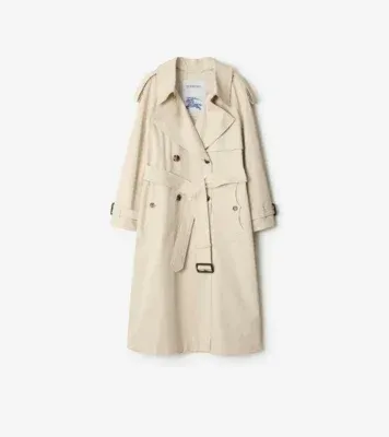 Long Gabardine Fitzrovia Trench Coat in Stone beige