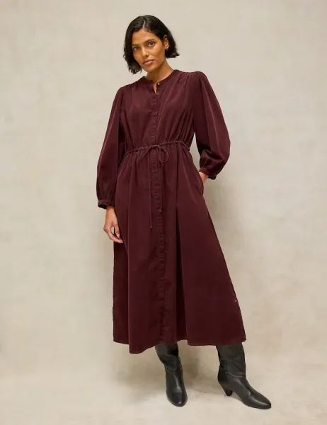 White Stuff Lana Cord Midi Dress Plum