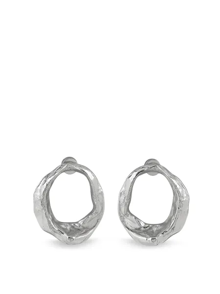 Silver-Plated Open Scrunch Stud Earrings