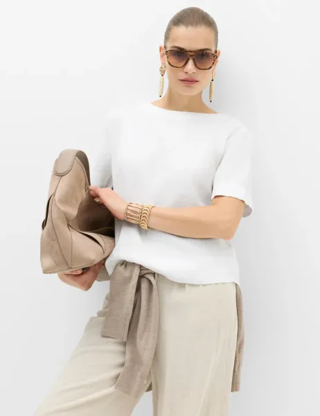 Marks & Spencer Linen Rich Relaxed T-Shirt White