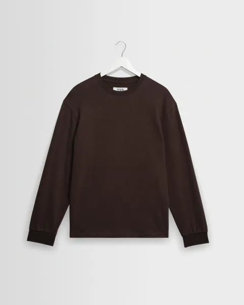 Hayden - Dark Brown Emorised Cotton Long-Sleeve t-Shirt