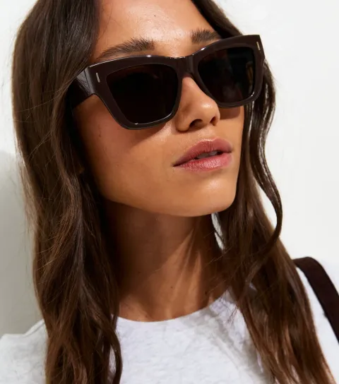 Brown Chunky D Frame Sunglasses