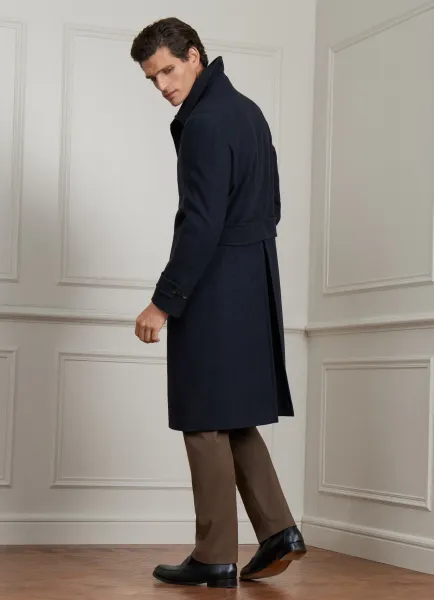 Wool-Cashmere Blend Herringbone Overcoat