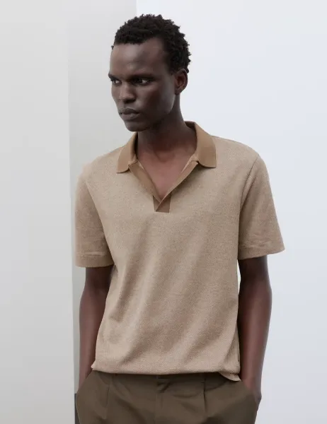 Autograph Pure Cotton Textured Polo Shirt Truffle