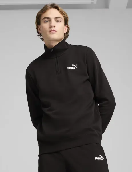 Puma Long Sleeve Logo Half Zip Sweatshirt Black