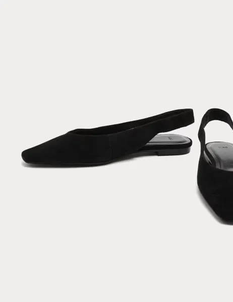 Marks & Spencer Suede Flat Chisel Toe Slingback Shoes Black