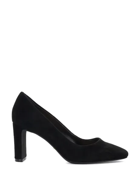 Dune London Suede Slip On Block Heel Court Shoes