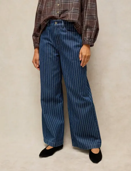 White Stuff Wide Leg Mid Rise Cotton Jean Denim