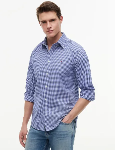 Tommy Hilfiger Regular Fit Pure Cotton Gingham Check Shirt Blue Mix