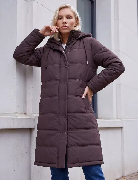 Roman Petite Oversized Puffer Coat Chocolate