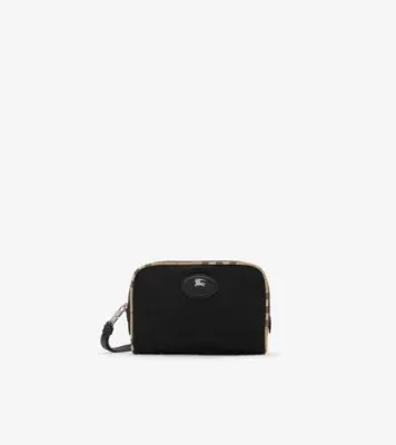 Small Check Trim Travel Pouch in Black - Men, Technical