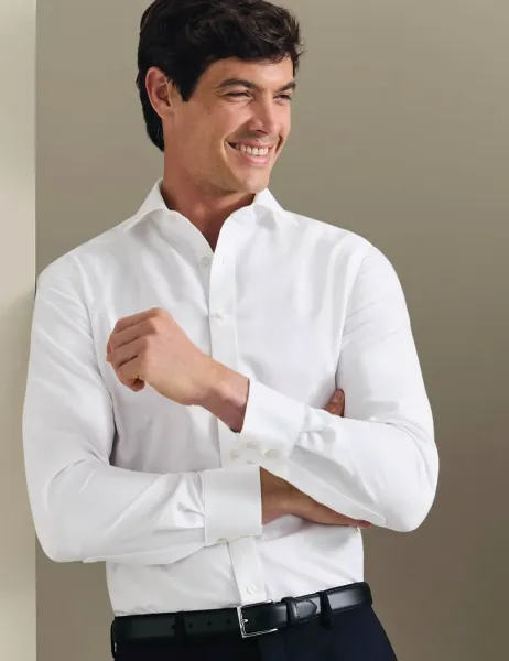 Charles Tyrwhitt Regular Fit Non Iron Pure Cotton Textured Shirt White